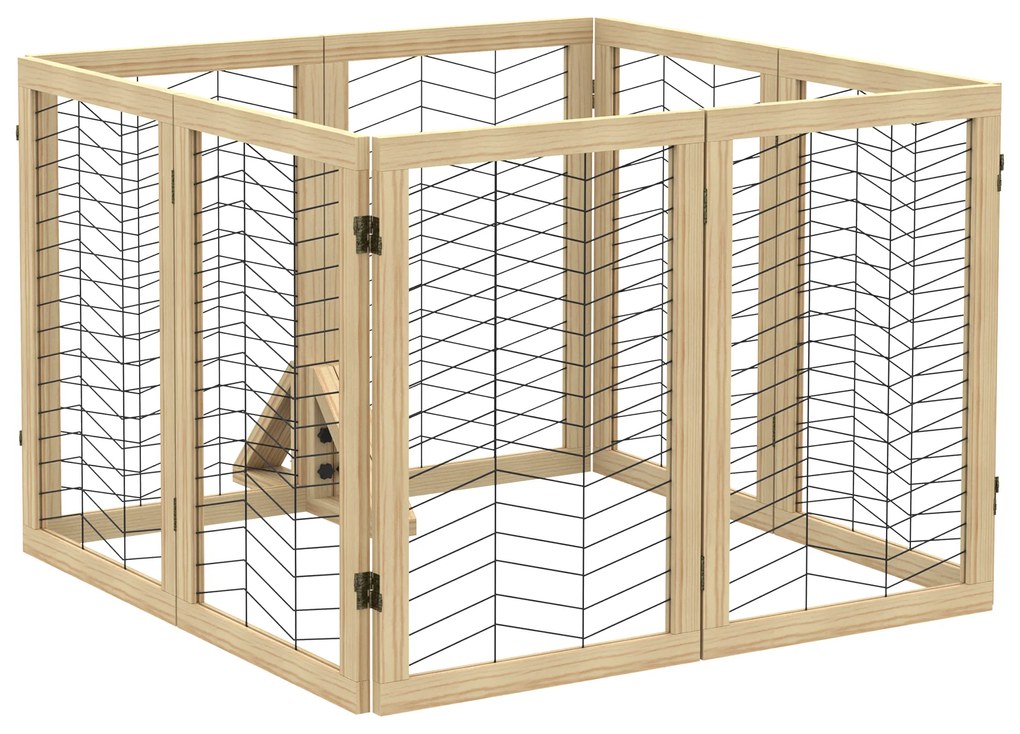 PawHut Brama dla psa, ochraniacz schodowy, panelowana, z drewna sosnowego, 375 cm x 44 cm x 70 cm, Naturalne