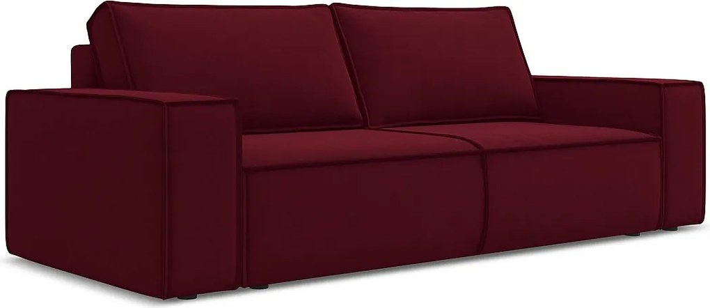 Kanapa 3-osobowa z funkcją spania - z tkaniny welwetowej - burgundowy - KIMO