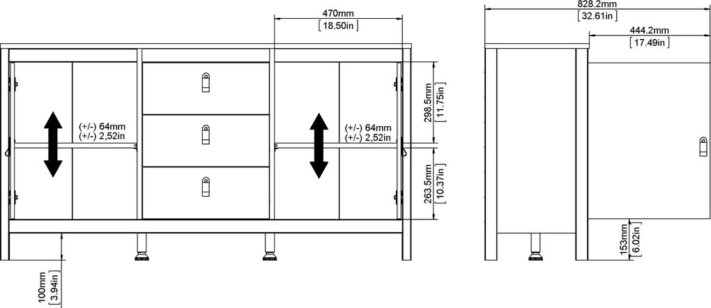 Komoda pokojowa w kolorze czarnym Madrid 3+2