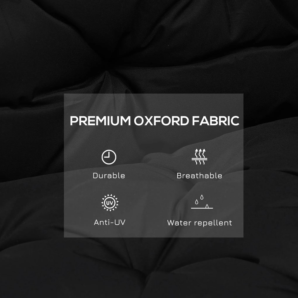 Outsunny Poduszka na Ławkę 3-osobową 100x98x8 cm z Paskami, Poduszka do Mebli Ogrodowych i Hollywoodzkiej Huśtawki, Czarna