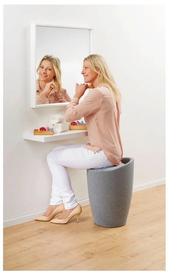 Jasnoszary kosz na pranie i taboret w jednym Wenko Linen Look, 20 l