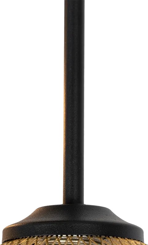 Lampa sufitowa w stylu art deco czarna ze złotem 9-świateł - Athens Wire