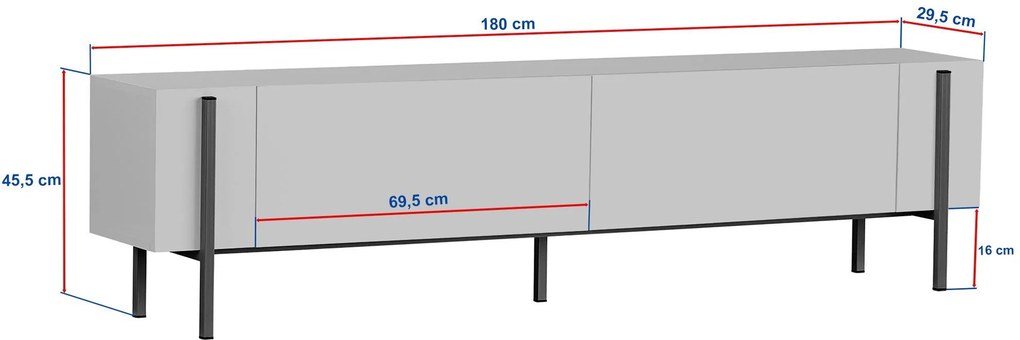 Stolik RTV ZENORI 180 cm, sosna Atlantic/czarny
