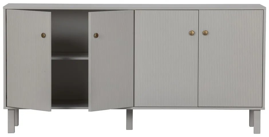Jasnoszara niska komoda z litego drewna sosnowego 160x78 cm Madu – WOOOD