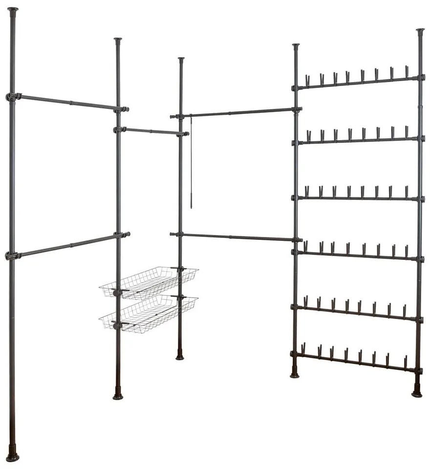 Czarny metalowy teleskopowy regał na buty Herkules – Wenko