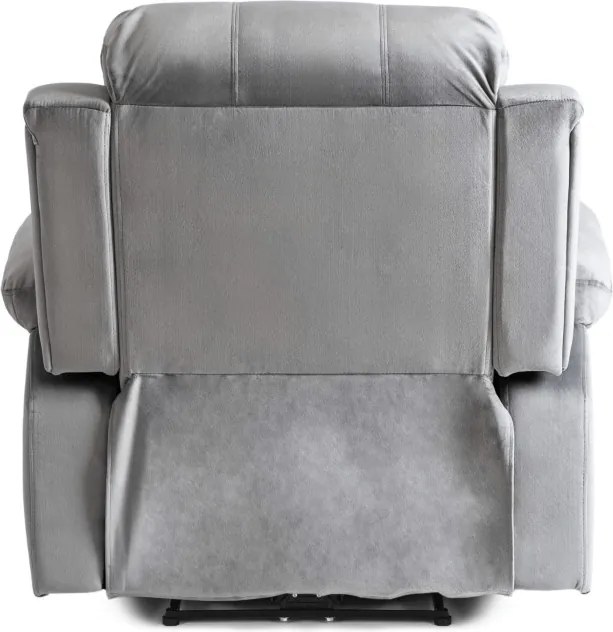 Fotel Masujący ARON Elektryczny Rozkładany z Podnóżkiem Szary Welurowy Nowoczesny