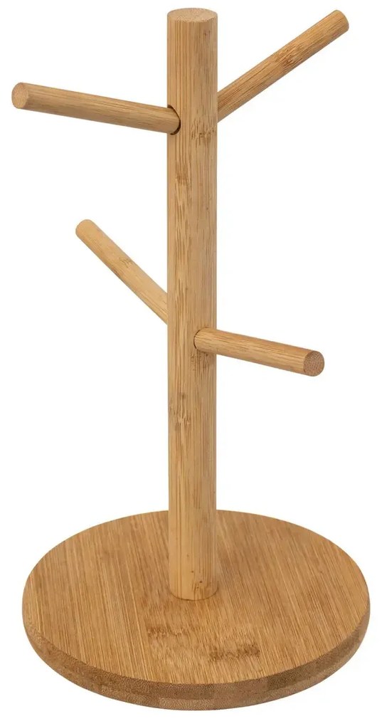 Zestaw 4 ceramicznych kubków na bambusowym stojaku, 240 ml