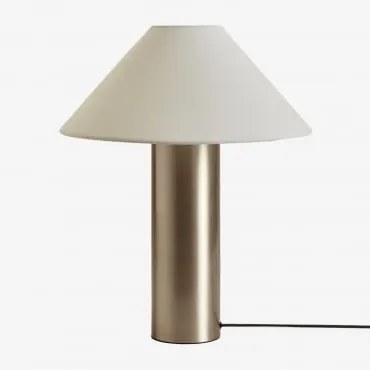 Lampa Stołowa Z Lnu I Żelaza Barak Nickel - Sklum