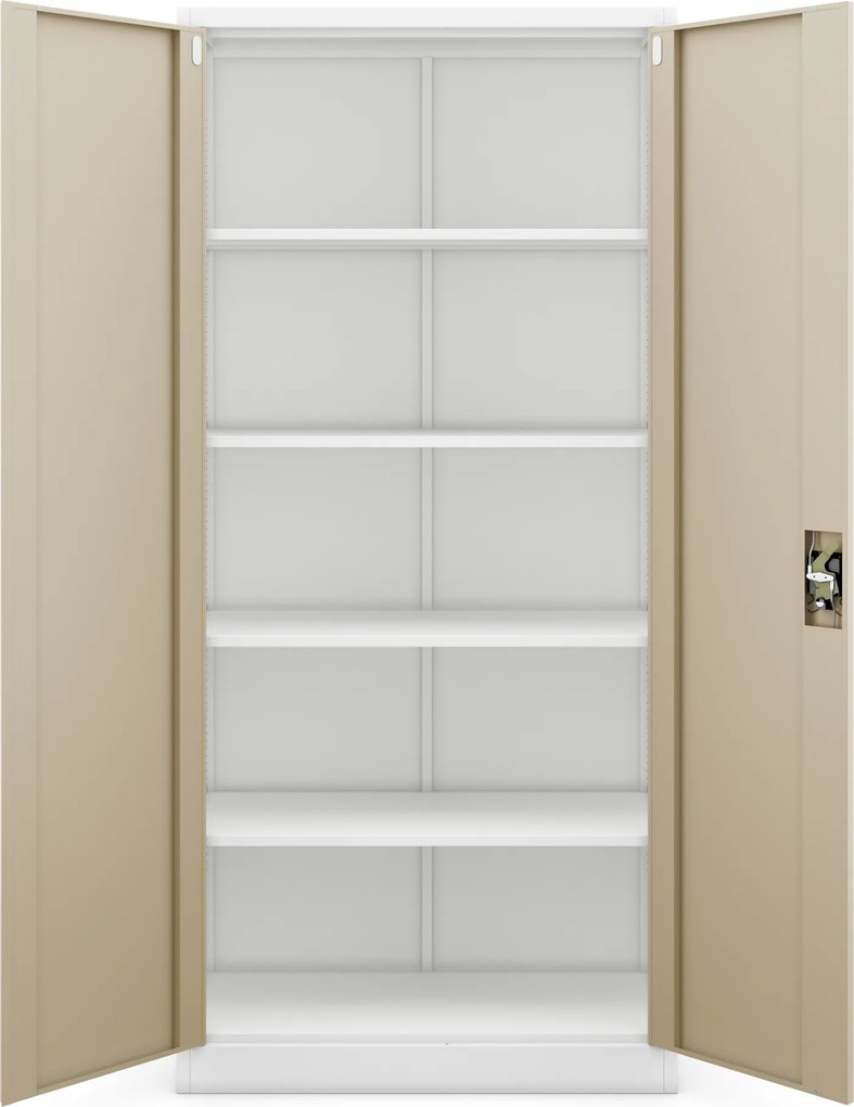 Szafa biurowa metalowa wysoka na dokumenty biała/złoty dąb, 900x1950x400 mm: JAN H Eco Design