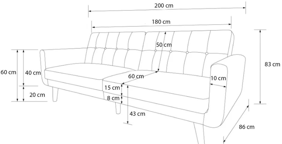 Niebieska sofa rozkładana 201 cm Nola – Støraa