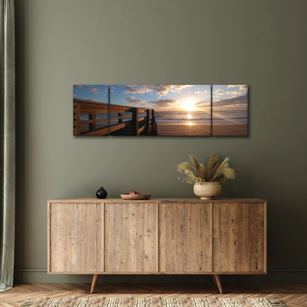 Obraz molo, plaży i morza (170x50 cm)