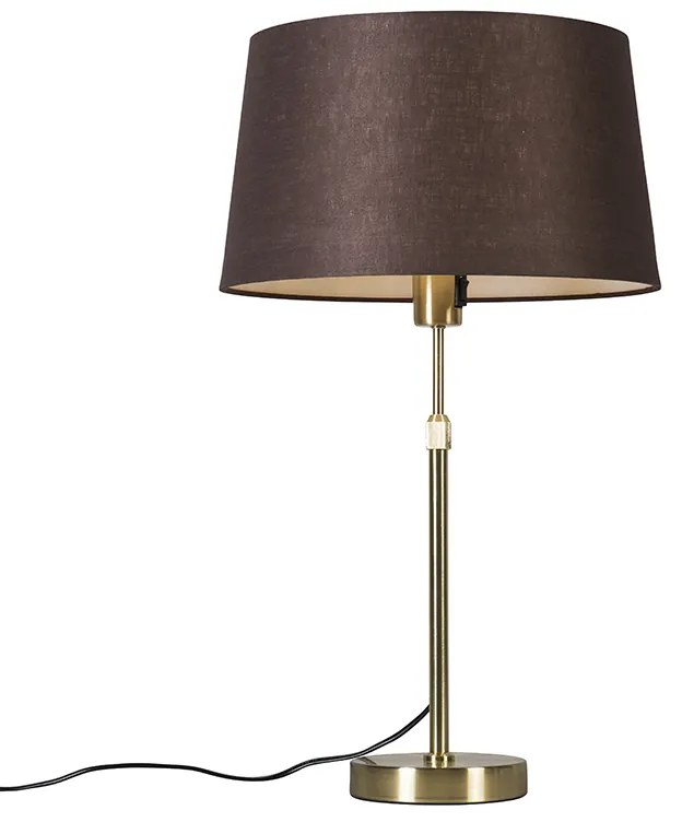 Lampa stołowa złoto/mosiądz z brązowym abażurem 35 cm regulowana - Parte Nowoczesny Oswietlenie wewnetrzne