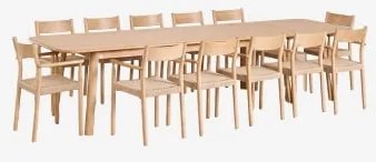 Zestaw Stołu Rozkładanego 220-320x95 Cm Treveris Oraz 12 Krzeseł Jadalnianych Z Drewna Dębowego I Plecionej Liny Mara Roble - Sklum