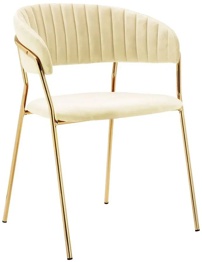 Beżowe krzesło tapicerowane w stylu glamour M1-K84
