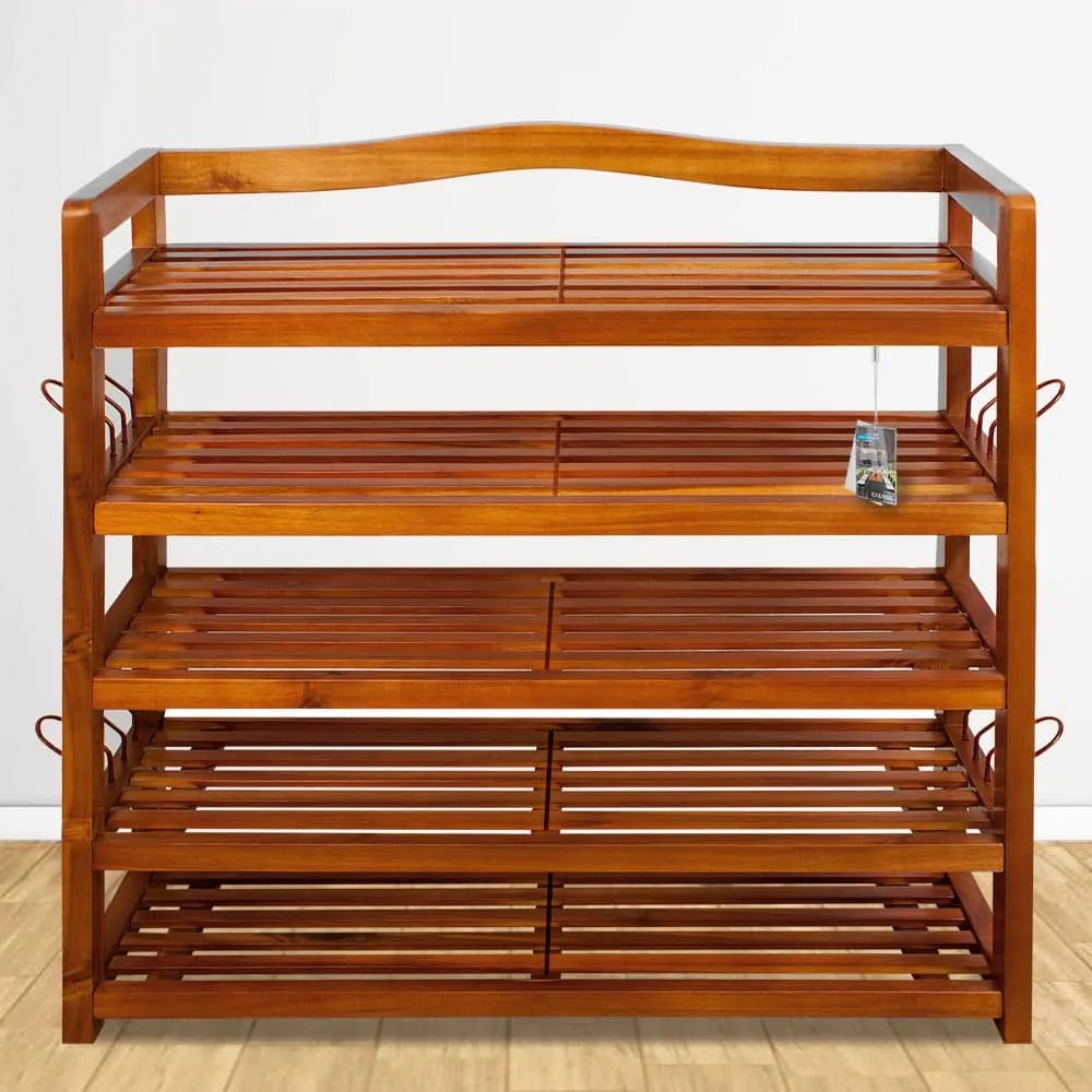 Regał na buty RUSTIC, 5 półek, 85x26x82cm, naturalna brązowa Casaria