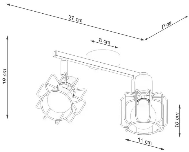 Czarny nowoczesny druciany plafon - A150 T1-G25