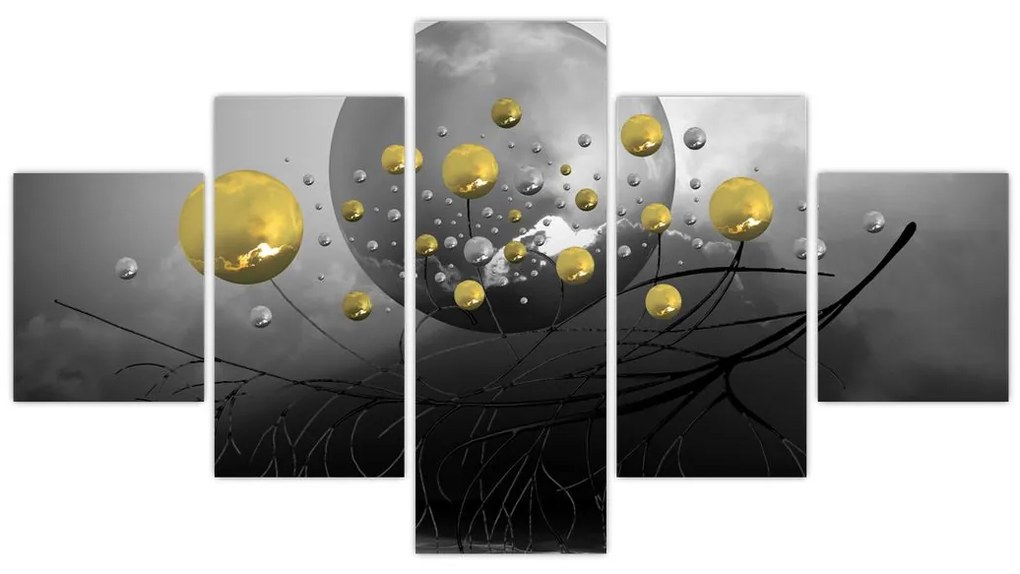 Obraz złotych abstrakcyjnych kul (125x70 cm)
