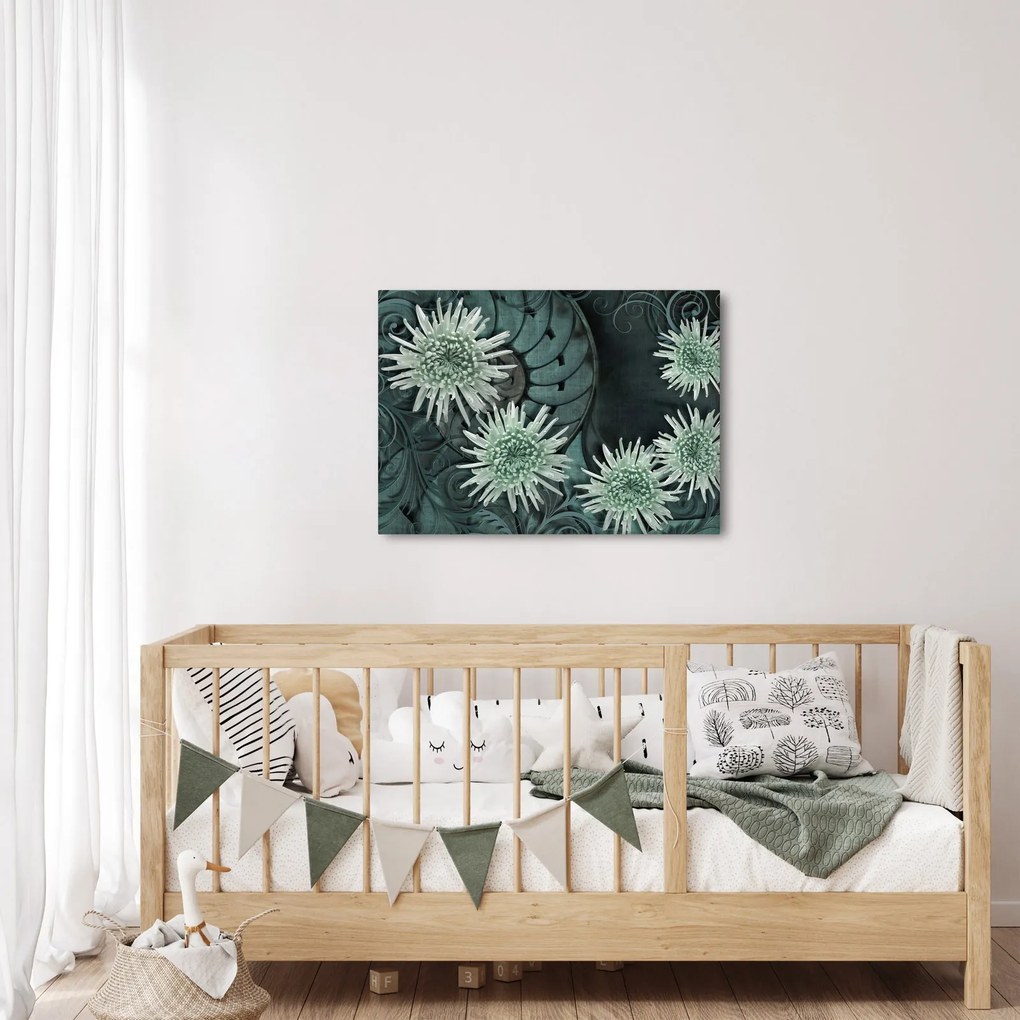 Obraz - Zielone kwiaty (70x50 cm)
