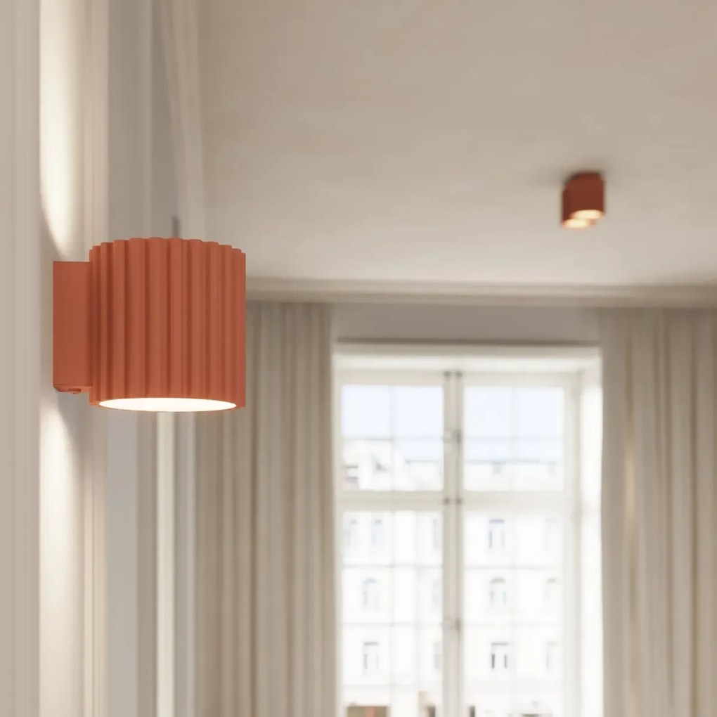 Plafon dwupunktowy AURA 2 brzoskwiniowy GU10 ryflowany SOLLUX  LIGHTING