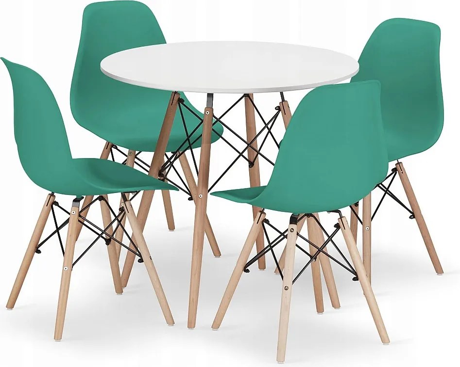 Valora KOVA 80 Biały okrągły zestaw stołowy Nowoczesny design x4