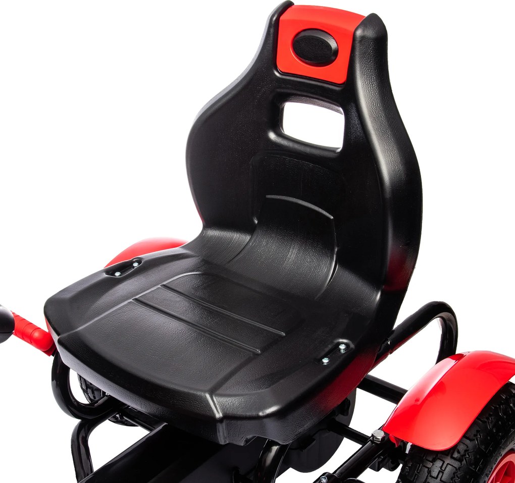 HOMCOM Gokart na pedały z hamulcem ręcznym, regulowanym siedzeniem, przód-tył, do 50 kg dla dzieci 5-12 lat Czerwony | Aosom PL