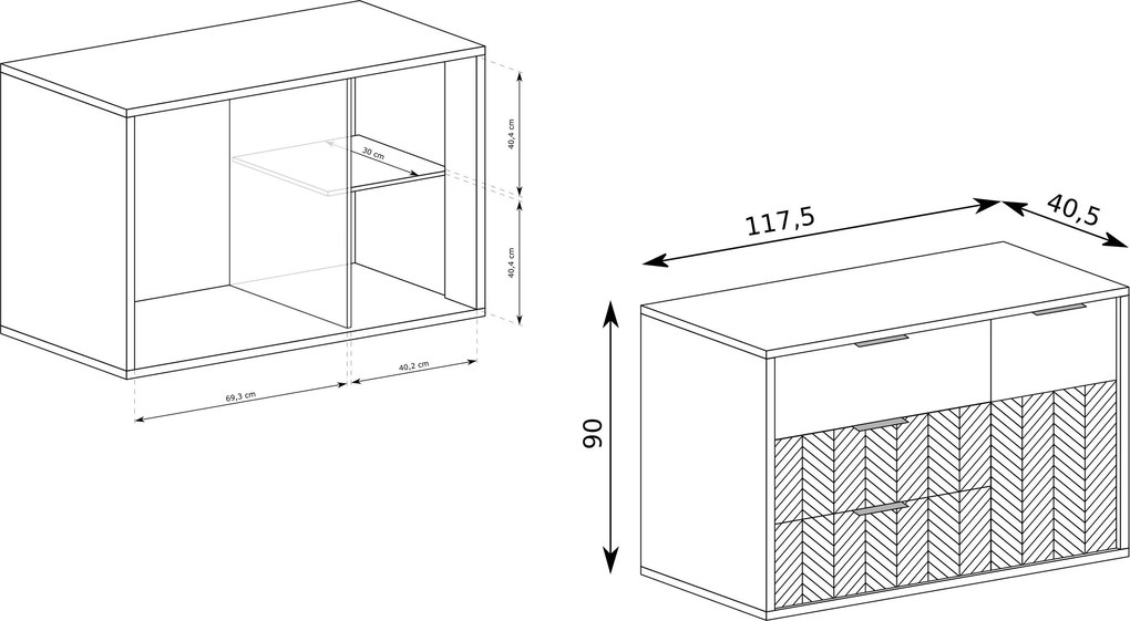 Komoda CARINI 117,5 cm do Salonu Sypialni Dąb