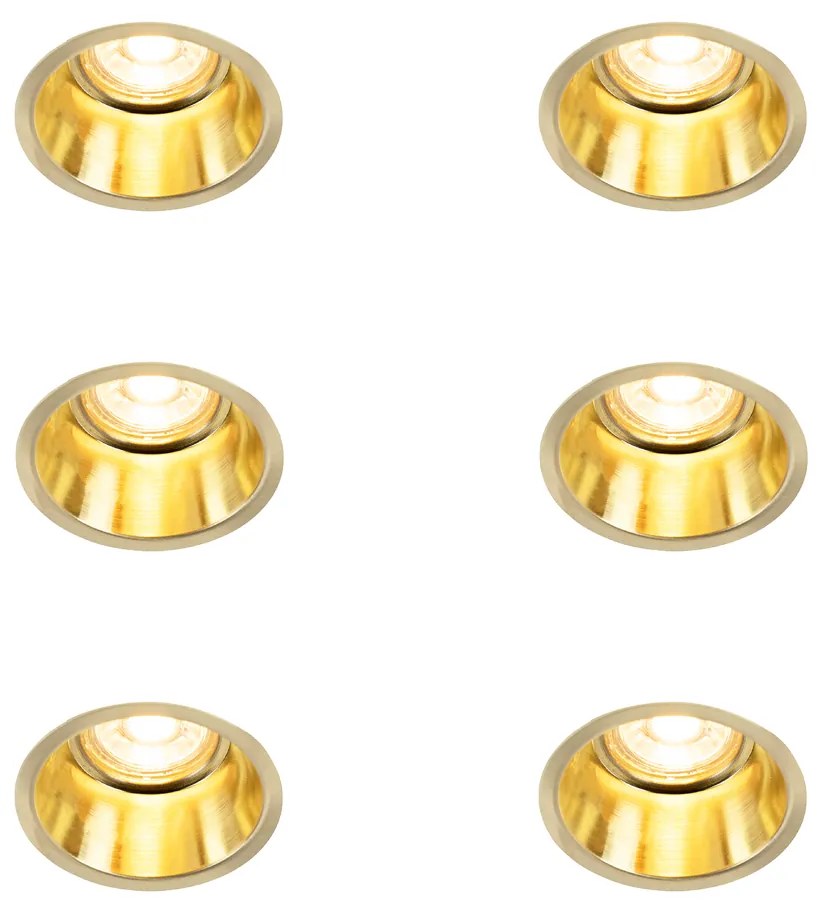 Zestaw 6 nowoczesnych reflektorów wpuszczanych w kolorze złotym - Dept