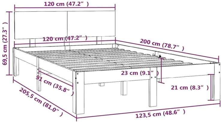 Łóżko z naturalnej sosny 120x200 Marsylia 4X grafit połysk