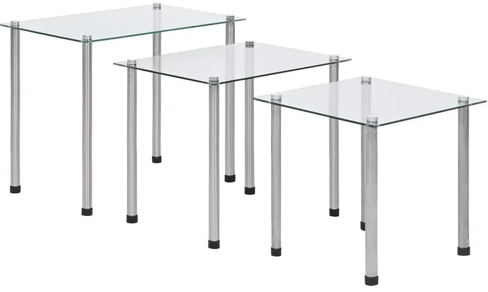 Minimalistyczny komplet 3 szklanych stolików H2-T54