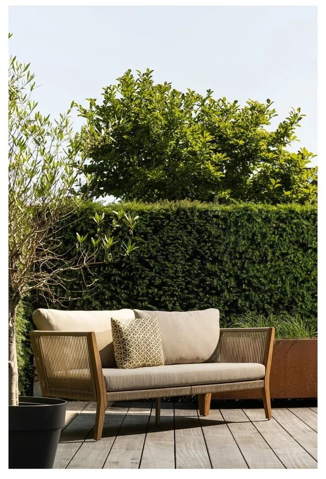 Beżowo-naturalna sofa ogrodowa z litego drewna dębowego San Remo – Exotan