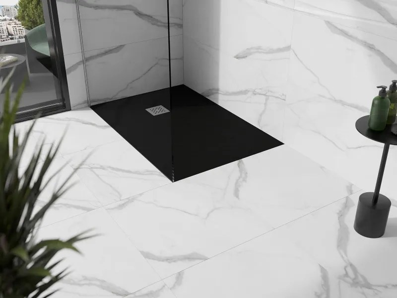 Mexen Stone+ brodzik kompozytowy prostokątny 90 x 80 cm, czarny - 44708090