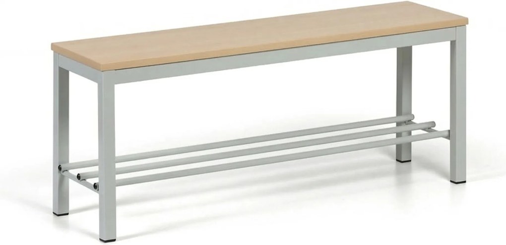 Ławka do szatni z półką na buty, siedzisko - laminat, długość 1000 mm, brzoza