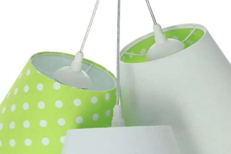 Biało-zielona lampa wisząca w groszki dla dzieci R8-T15