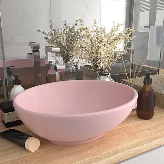 Ceramiczna umywalka na blat różowy mat - Feriks