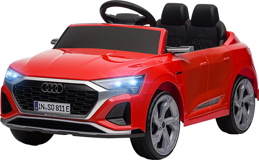 AIYAPLAY Elektryczny samochód dziecięcy, 12 V Audi Q8, 3-5 km/h, zdalne sterowanie, reflektory, muzyka, czerwony
