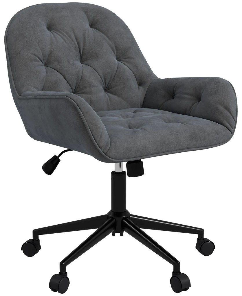 Vinsetto Ergonomiczny fotel wypoczynkowy z miękkim mechanizmem regulacji Ciemnoszary metaliczny aksamit