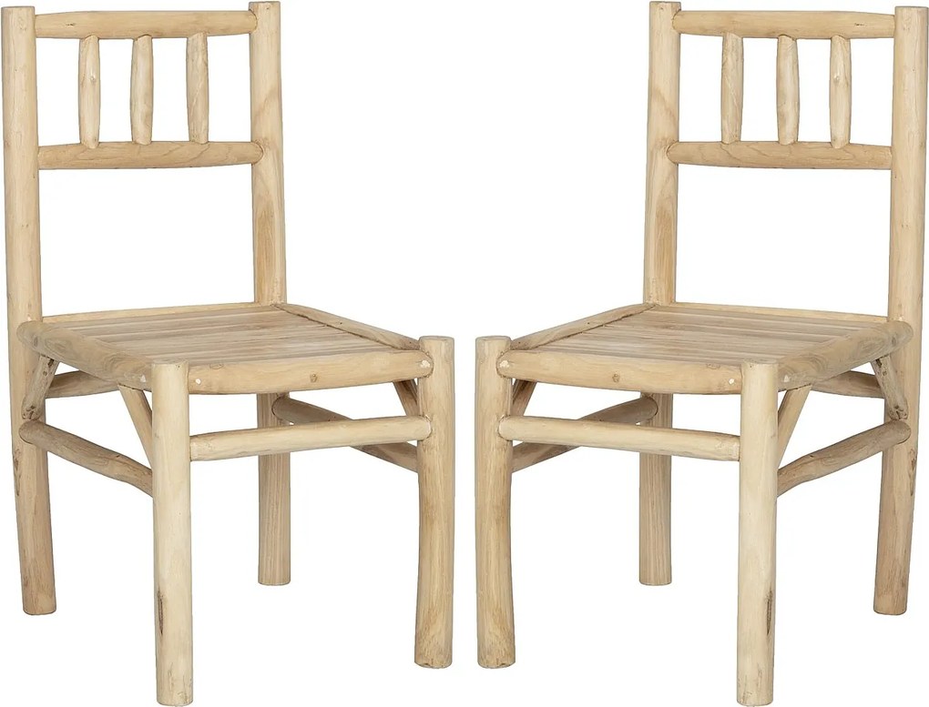 Zestaw 2 krzeseł ogrodowych z drewna tekowego - Jasny naturalny - TULUM od MYLIA