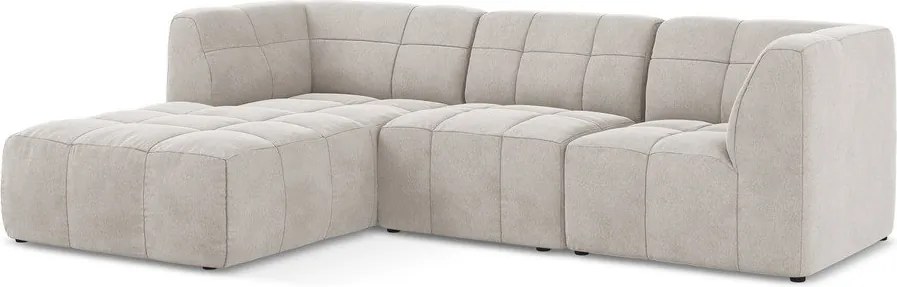 Beżowy aksamitny narożnik (lewostronny/z szezlongiem) Aloha – Makamii