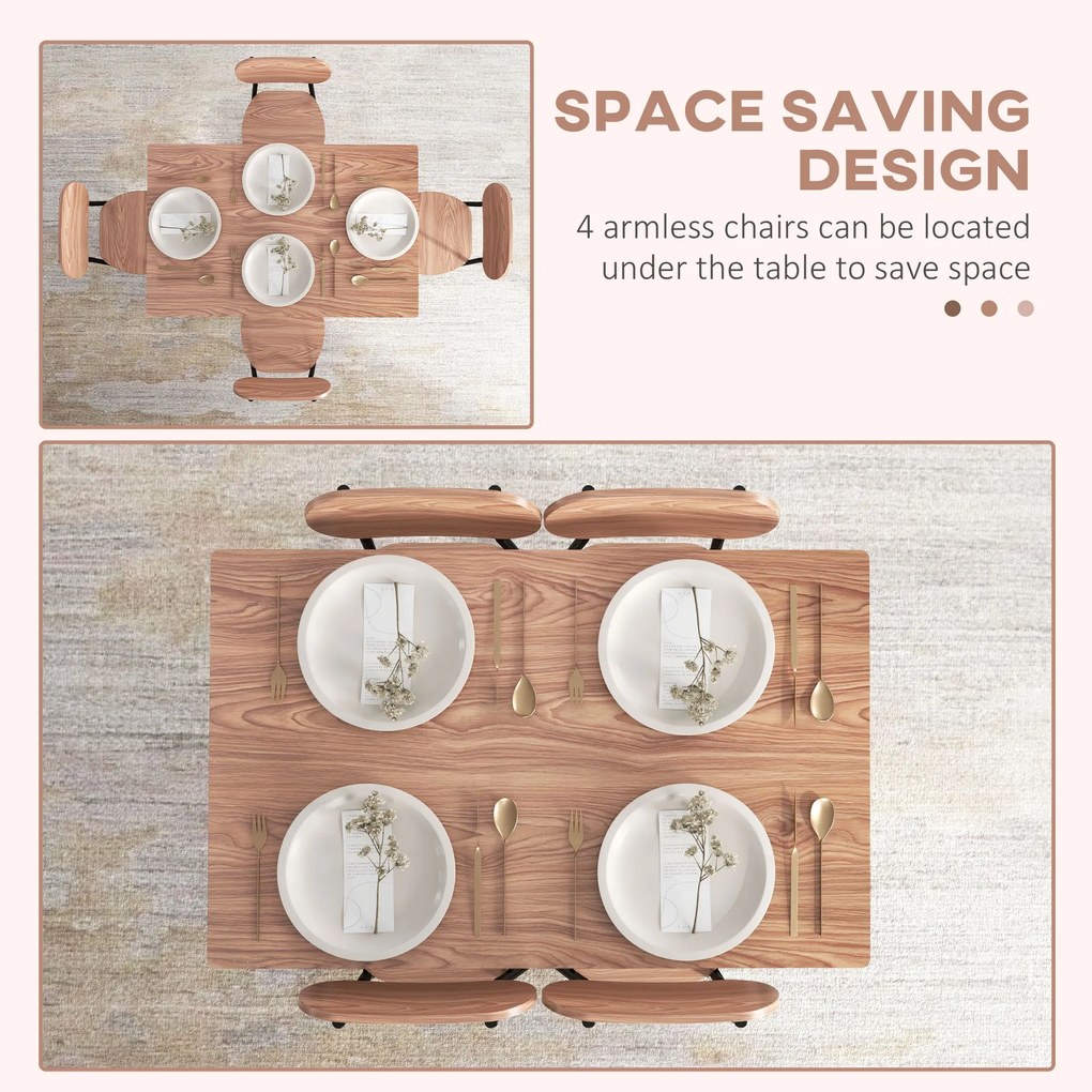 HOMCOM Zestaw stolik stołowy z krzesłami do jadalni, design przemysłowy, 110 cm x 70 cm x 75 cm, Brąz