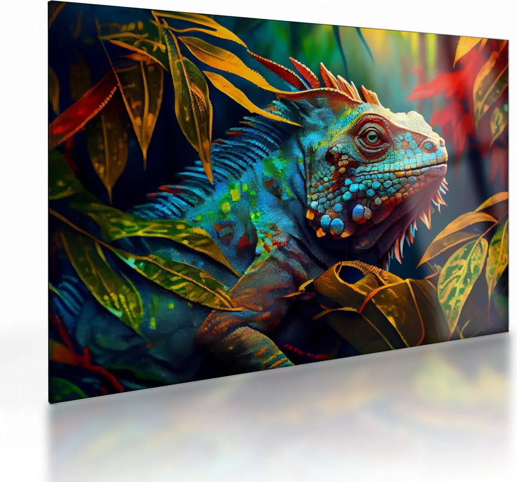 Obraz na szkle - Kolorowa iguana (70x50 cm)