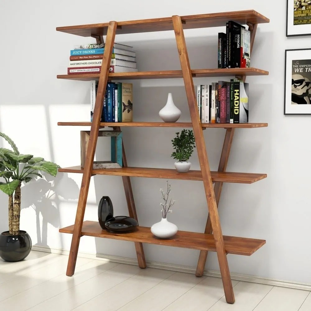 Regał z drewna sosnowego Perla Walnut, 148x120 cm