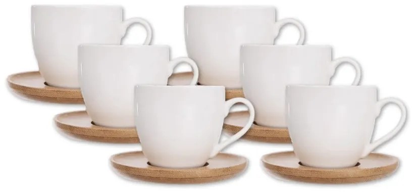 Białe porcelanowe filiżanki zestaw 6 szt. do cappuccino/ze spodkiem 110 ml Whiteline – Orion