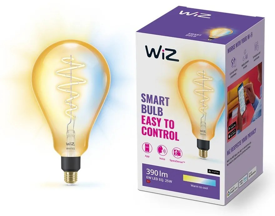 Inteligentna żarówka filamentowa z gwintem E27, 6 W – WiZ
