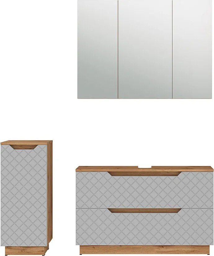 Zestaw mebli łazienkowych dąb/szary ze strukturą płytek 99.4x32x62.5 lotta