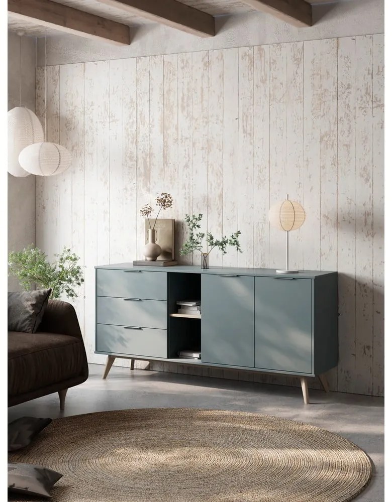Szarozielona komoda 165x80x40 cm Pisco – Marckeric