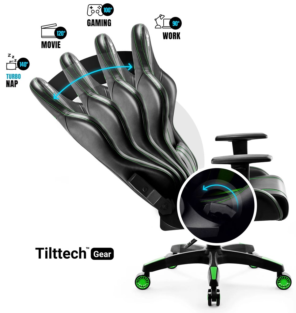 Fotel gamingowy Diablo X-One 2.0 Normal Size, czarno-zielony