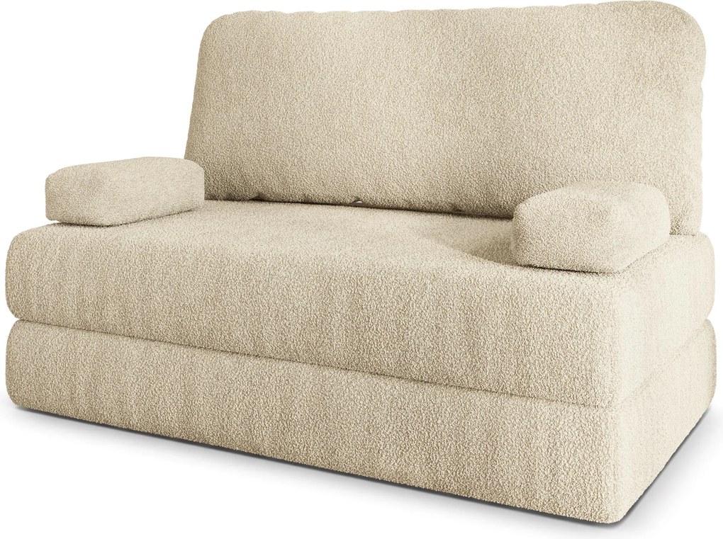 Masseno Sofa piankowa KESTE z funkcją spania, Kanapa z pianki do salonu, Bezmontażowa, Tkanina bucle – Kremowy QUELLE 02