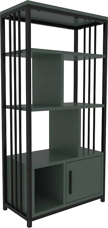 Stylowa, czarno-zielona biblioteczka, 60 cm x 120 cm x 29,6 cm | Płyta wiórowa pokryta melaminą w 100%, grubość 18 mm | Idealna do nowoczesn