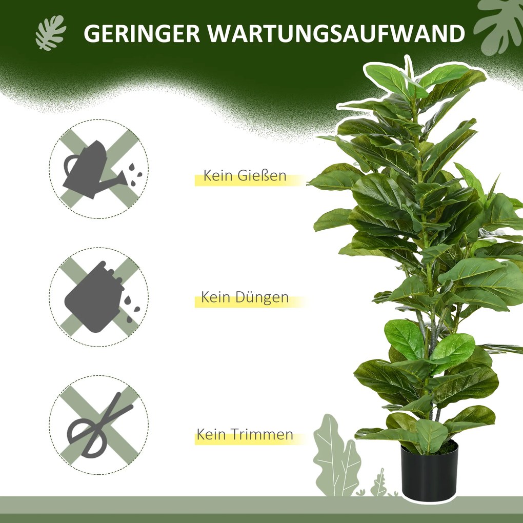 HOMCOM Sztuczna roślina Ficus, 110 cm wysokości z 90 liśćmi &amp; donicą do salonu | Aosom PL