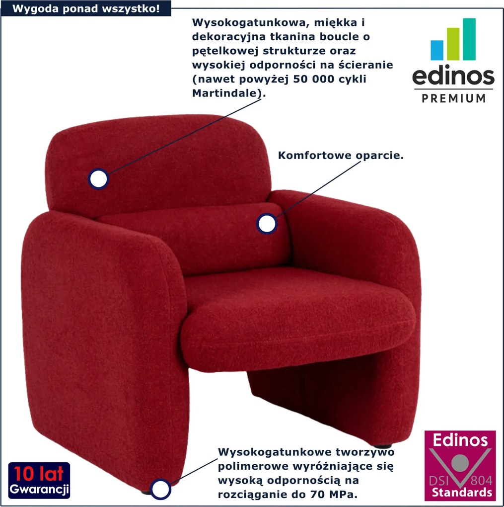 Czerwony fotel boucle w stylu nowoczesnym Z7-M29